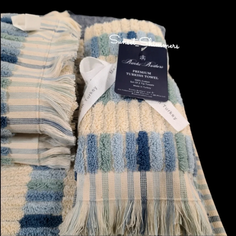 6pc BROOKS BROTHERS Mosaic Tile THICK PLUSH TURKISH Towel Set New